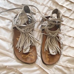 Sam Edelman Size 6 Fringe Lace Up Sandals